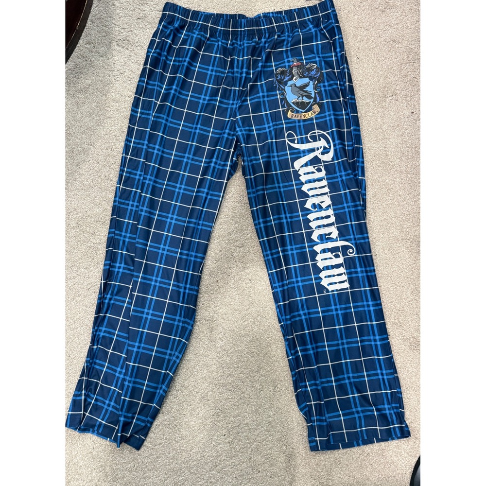 Harry Potter Ravenclaw Pajama Pants Mens Large Blue Plaid Lounge Bottoms NWT